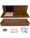Cribbage Board with Pegs - Cribbage Set of Playing Cards & 9 Metal Pegs - Fun Family Game Night - Travel Cribbage Board, WE Games, Walnut Stained