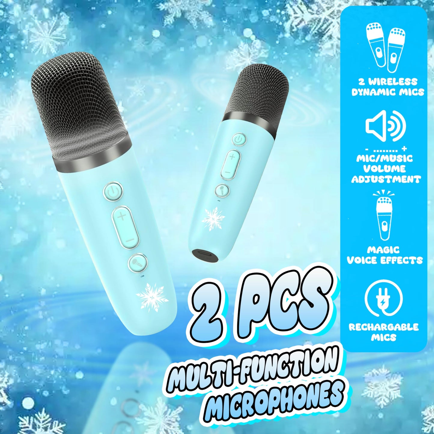Kids Karaoke Machine for Kids Frozen Toys Gift, Mini Karaoke Machine with 2 Wireless Microphones for Girl 3 4 5 6 7 8 Year Old Girl Birthday Gifts for
