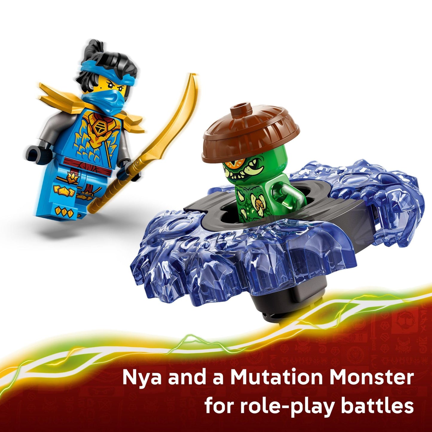 LEGO NINJAGO NYA vs. Mutation Monster Spinner Building Toy for Boys & Girls - Ninja Toy Figures & Playset for Kids, Ages 6+ - Includes 2 Minifigures