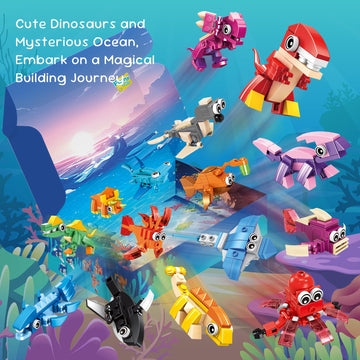 ZIYOSTAR 24 Party Favors Kids Building Blocks Dinosaur, Sea Animals Pool Party Favors Building Set for Birthday, Classroom Prizes,Goodies Bag Filling
