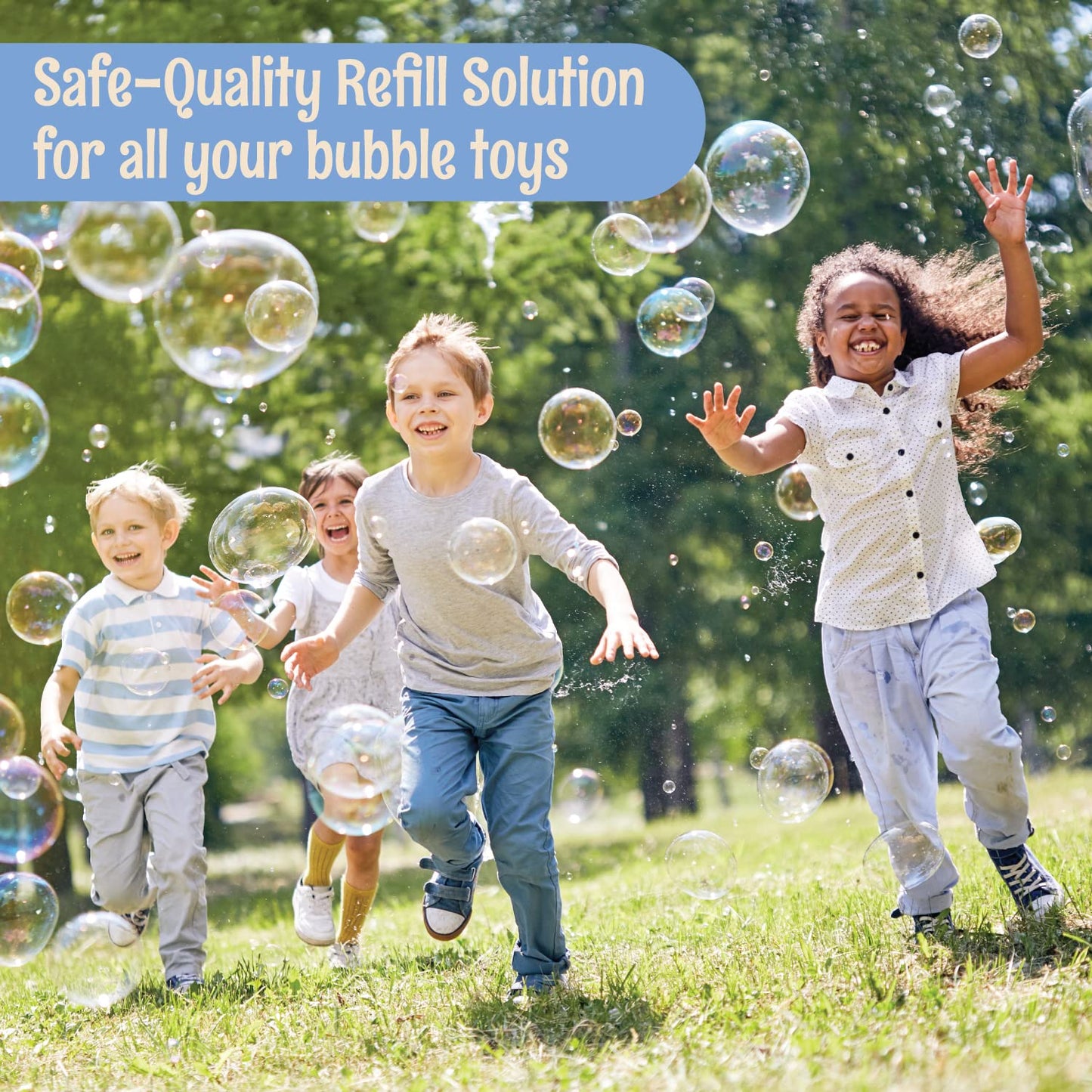 67 OZ Iridescent Bubble Solution Refill | Non-Toxic Pre-Mix Bubble Refill Solution No Mixing or Measuring Required | Bubbles for Kids | Bubbles Bulk |
