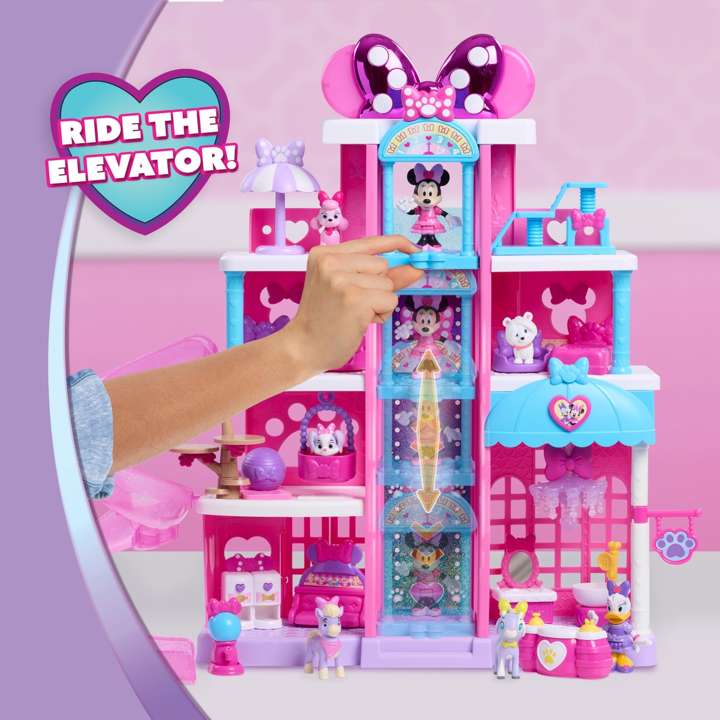 Disney Jr. Minnie Mouse Pet Hotel Playset, 25 Pieces Included