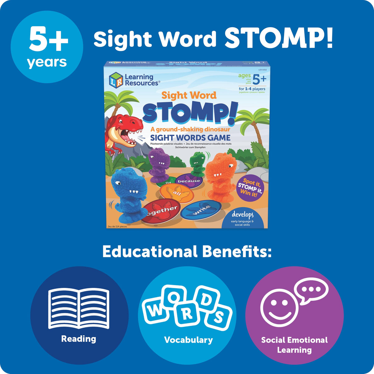 Learning Resources Sight Word Stomp! - Alphabet Toys, Phonics Flash Cards, Classroom Board Games, ABC Homeschool, Reading Manipulatives, Gifts for