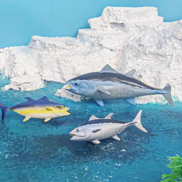 GUFOPONAS Large Bluefin Tuna Fish Toy Family 3PCS Plastic Actias Ningpoana Sea Animal Figures Ocean Animals Figurines Bath Toy Shark Figurines Fish