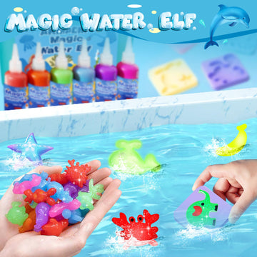AKMADM Magic Water Elf Toy Kit for Kids - Aqua Fairy Water Gel Kit - 20 Colors*60ml Squishy Maker Set - 18 Shape Molds - Arts & Crafts Water Elf