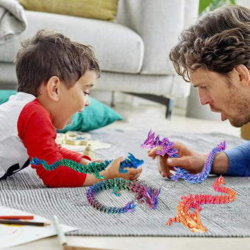 TBOLINE 4 Pack 3D Printed Dragons 8.7'', Flexible Articulated 3D Printer Dragon toys, Animals Fidget Toy Dinosaur Eggs for 5-7 4-6 8-12, Christmas