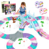 268 PCS Unicorn Race Tracks for Kids Toys, Glow in The Dark Magic Toy Set, 2 Unicorn Cars Track, Flexible DIY Track Set, Birthday Gift for Age 3-9