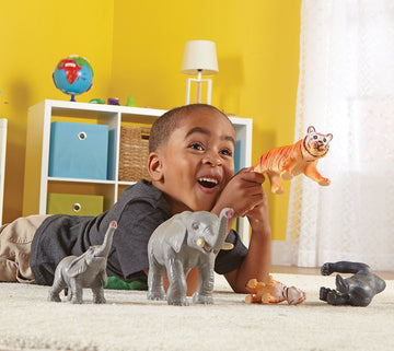 Learning Resources Jumbo Jungle Animals Mommas and Babies - Safari Animal Toys, Toddler Animal Figurines, Toy Figures for Kids, Jungle Toys, Pretend