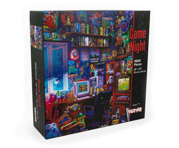 '80s Game Room Pop Culture 1000 Piece Jigsaw Puzzle By Rachid Lotf | Interactive Brain Teaser, Educational Toys & Games for Kids and Adults | 28 x 20
