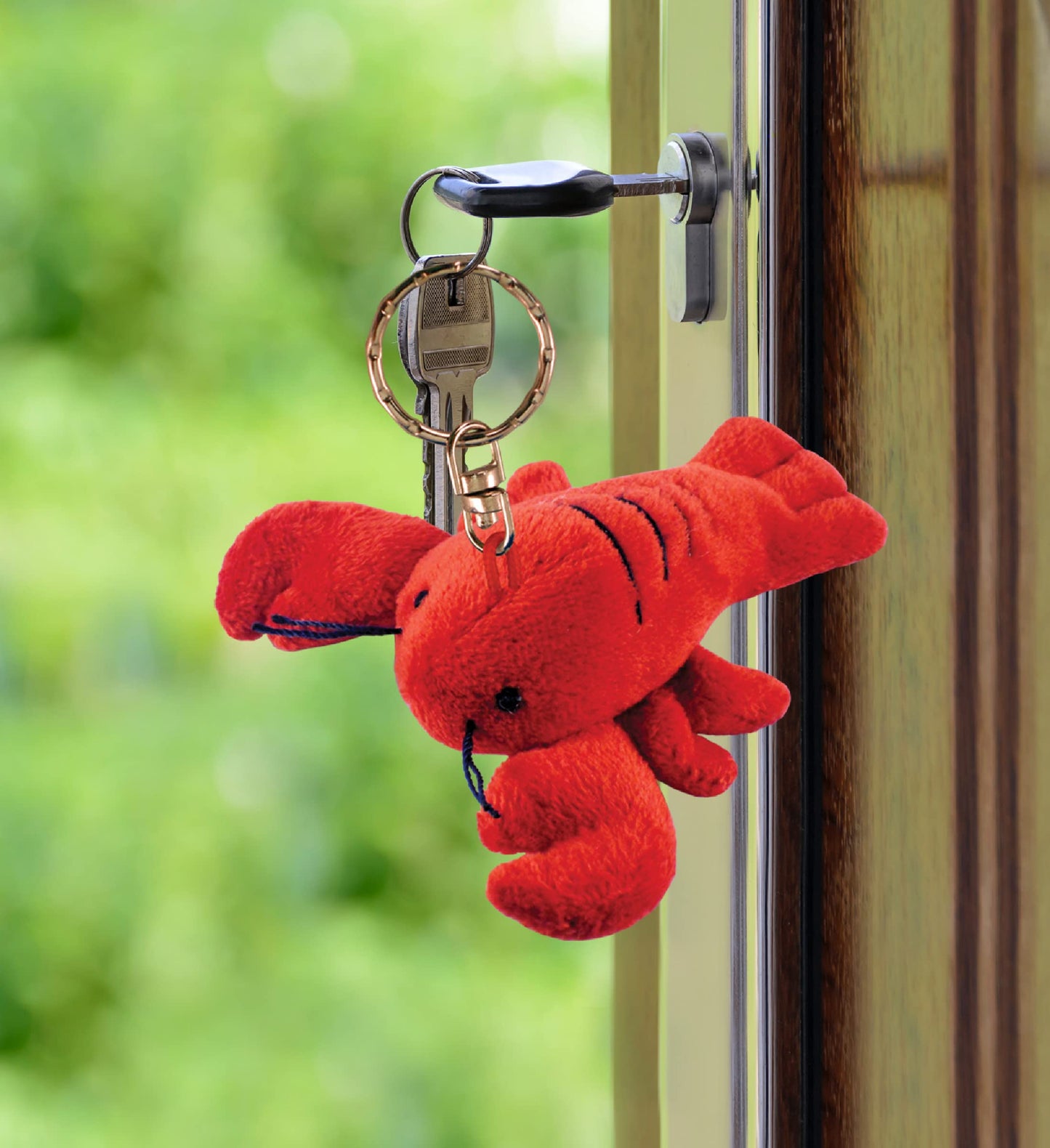 Puzzled Red Lobster Stuffed Animal Keychain Plush Charm for Bags - 4 Inches