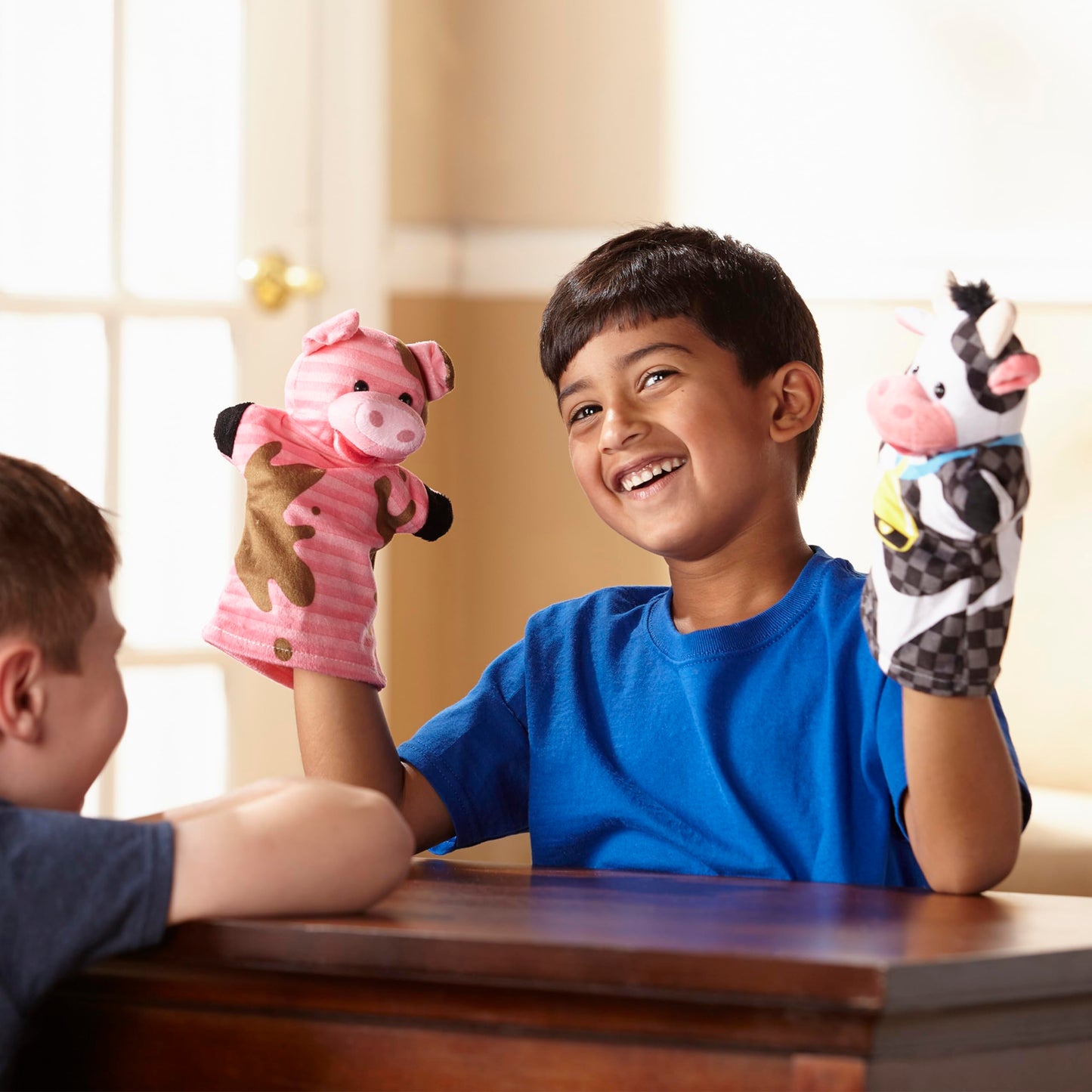 Melissa & Doug Farm Friends Hand Puppets (Set of 4) - Cow, Horse, Sheep, and Pig Soft Puppets for Kids and Toddlers Ages 2+