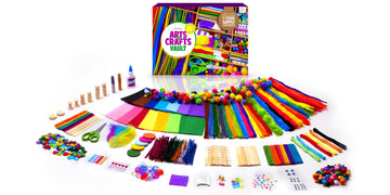 Dan&Darci Arts and Crafts Vault - Craft Supplies Kit in a Box - Birthday Gift for Kids Ages 4 5 6 7 8 9 10 11 & 12 Year Old Girls & Boys - Crafting