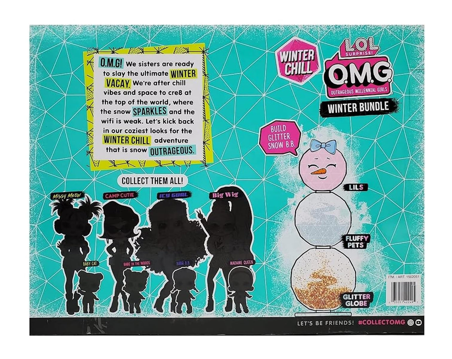 MGA Entertainment Winter Chill L.O.L. O.M.G Surprise Winter Bundle- 1 Missy Meow, 1 Baby Cat, 1 Lils, 1 Fluffy Pets, 1 Glitter Globe