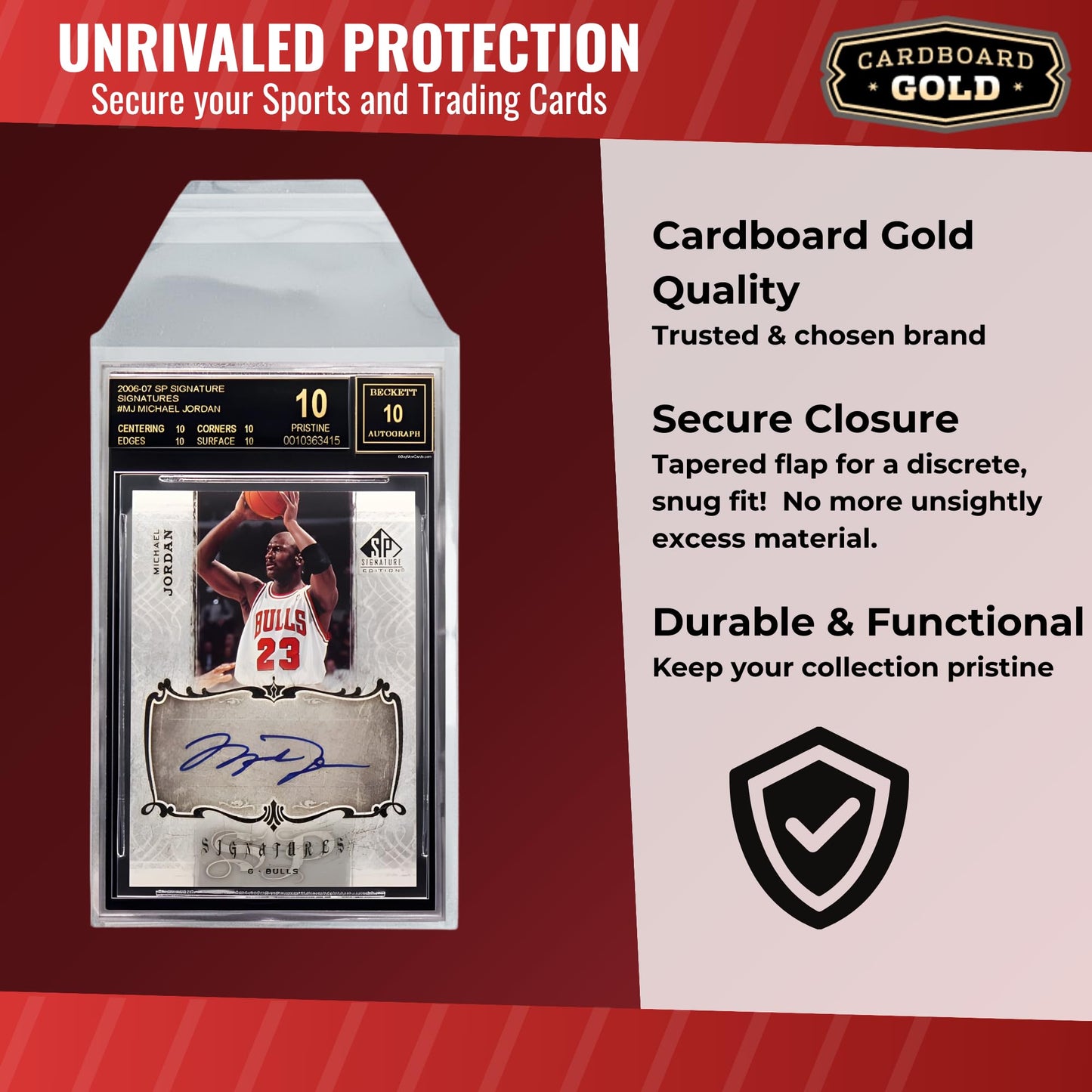 Cardboard Gold BGS Graded Card Sleeves 91.5x129.5mm - Crystal Clear 2mil OPP Slab Sleeves for Beckett Slabs - Perfect Fit Resealable Protection for