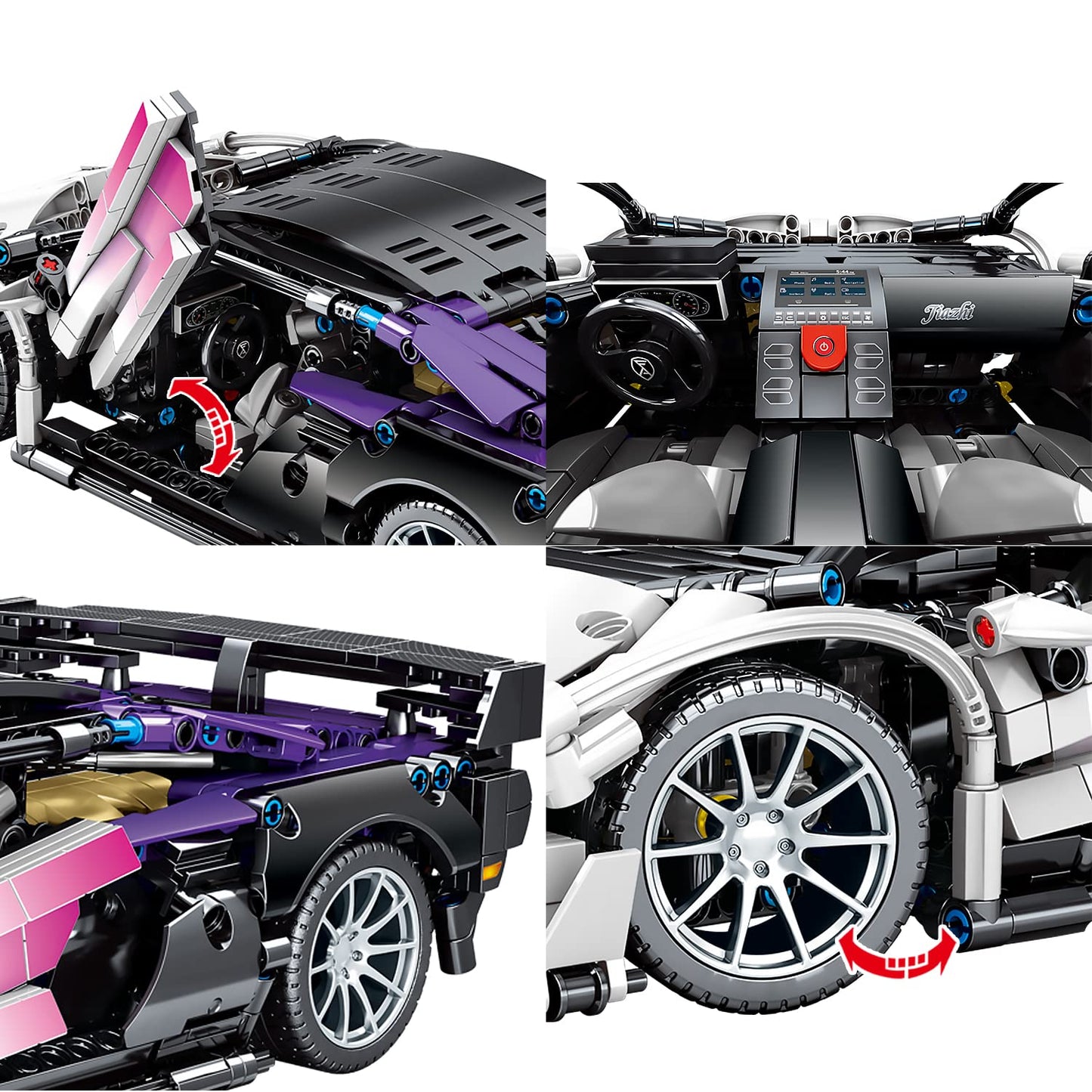 NEWRICE Super Sports Car Building Kit,1:14 Scale Model Building Blocks Toys,for 14+ Year Boys,Adult(1337Pieces)