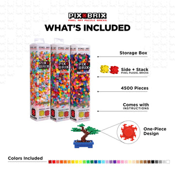 Pix Brix Pixel Art Kit Puzzle Bundle - 4,500-Piece Kit with 32 Color Palette (Light, Medium, Dark) - Interlocking Building Bricks for 2D and 3D