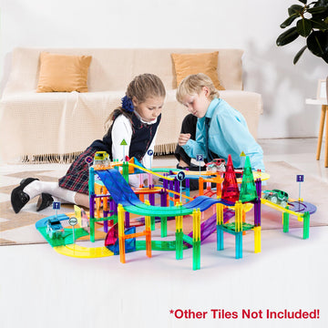 12pcs Race Track Add-On Magnetic Railway 5Styles Building Block Set Magnet Tiles Construction Toy STEM Learning Early Education Toys Blocks Child