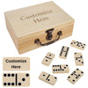 WE Games Double 6 Dominoes in Engraved Natural Wooden Treasure Box, Dominoes Set for Adults, Ivory Color Double Six Domino, Classic Board Games, Tile