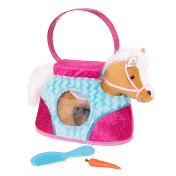 Pucci Pups Pucci Pals Plush Horse Carrier Set, Beige Horse Purse, Pet