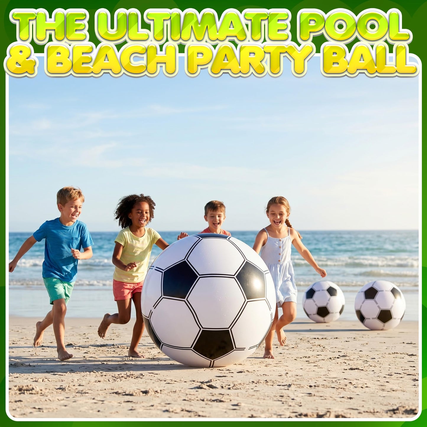 24-Inch Giant Inflatable Soccer Balls - Blow Up Party Decoration - 3 Pack