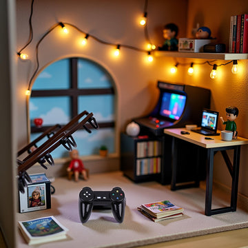Black Dollhouse Model Gamepad Model Gamepad Dollhouse Wireless Game Controller Dollhouses Decoration 1:12 Dollhouses Décor