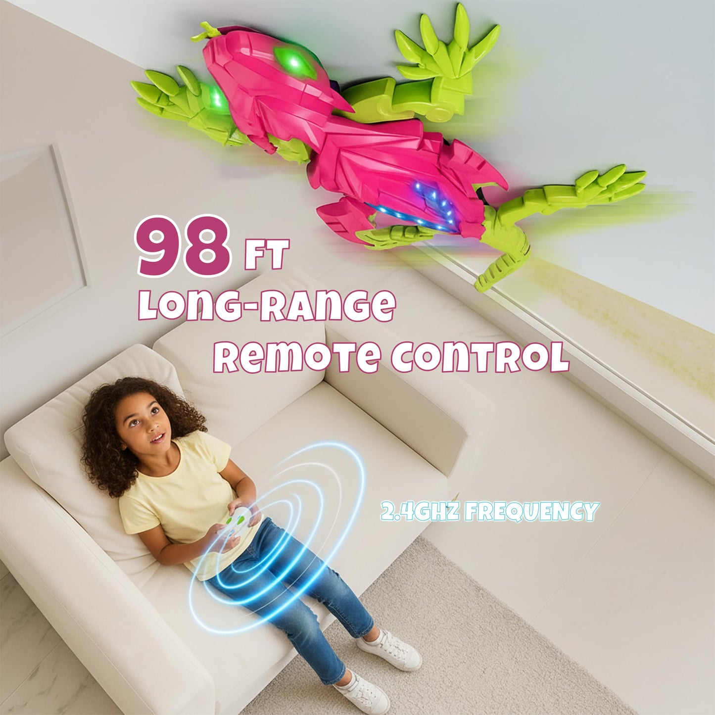 WOROD Wall Climbing Gecko Lizard, Kids Toys Remote Control Car, Rechargeable Wall Crawler Gecko Robot, Boys & Girls Ages 12+, 360° Stunt Crawler, LED