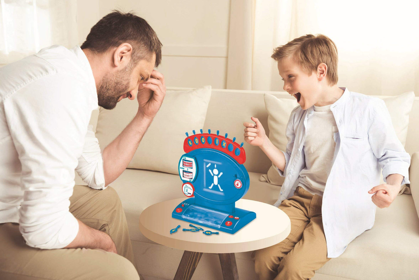 LEXiBOOK Electronic Hangman Game, Child and Family Board Game, Spelling and Vocabulary, Light and Sound Effects, 2 Players, Blue/red, JG800
