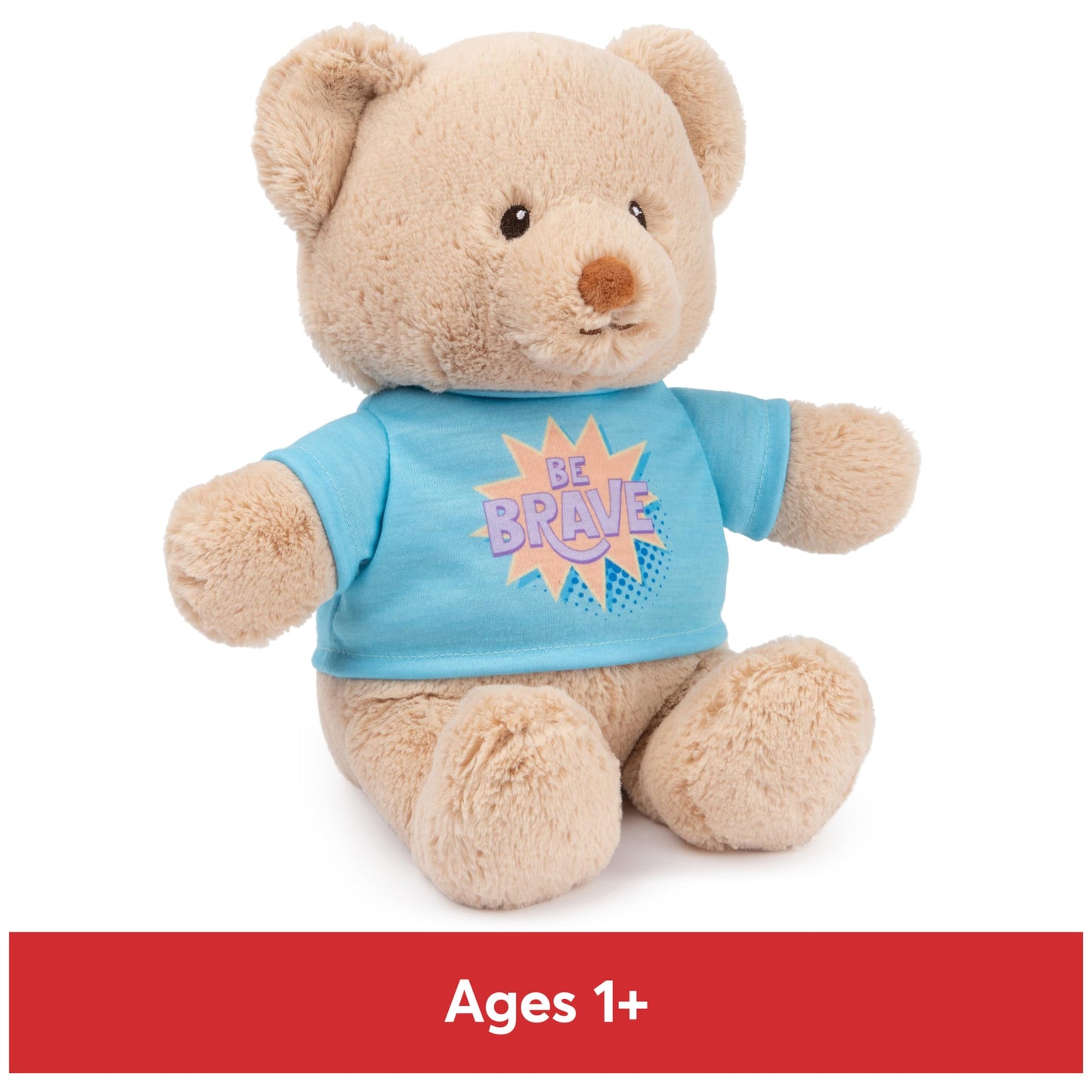 GUND Sustainably Soft “Be Brave” 12-Inch Bear with Blue T-Shirt, Ages 0+