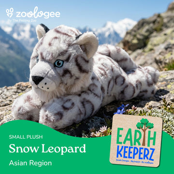 The Petting Zoo Snow Leopard Stuffed Animal Plushie, Gifts for Kids, Earth Keeperz Wildlife Animals, Zoologee Snow Leopard Plush Toy, 10 inches