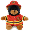 DolliBu Black Bear Firefighter Stuffed Animal with Name Personalization - Super Soft Bear with Red Fireman Costume Outfit and Fireman Hat, Cute Fire