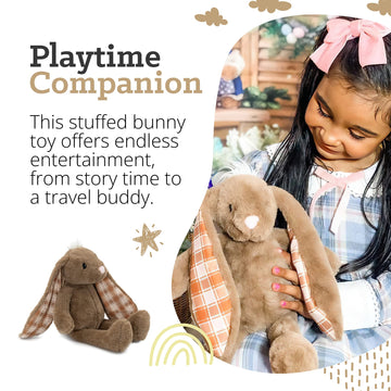 Plushible Easter Bunny Stuffed Animal, 18" (Brown) - Plush, Soft Embroidered Stuffed Bunny Toy for Kids, Newborns, Boys & Girls, Cuddly and Adorable