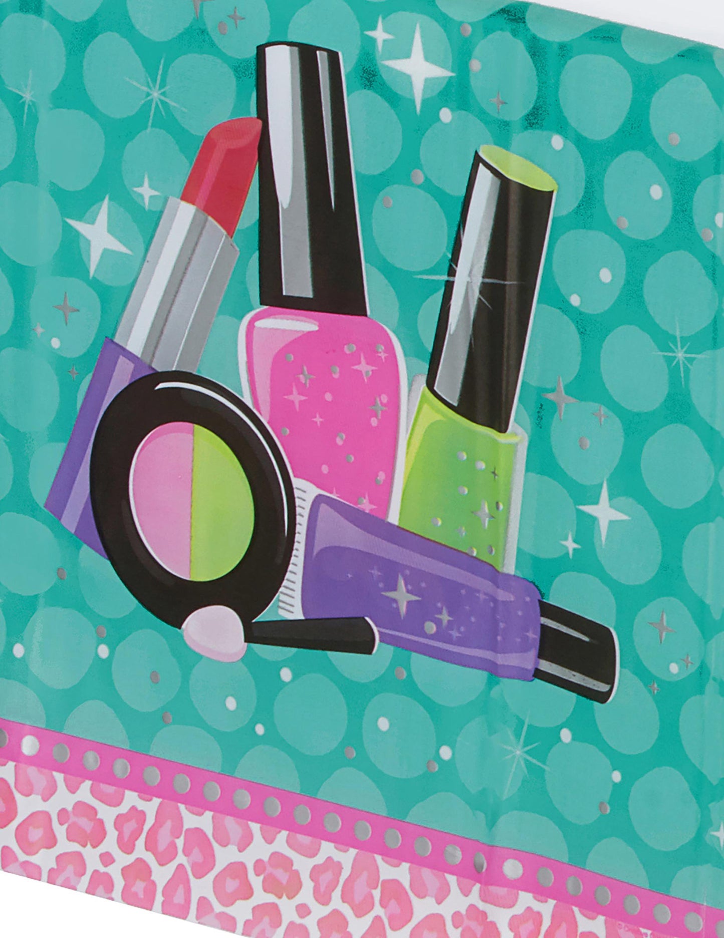 Creative Converting Border Print Plastic Tablecover, Sparkle Spa Party!