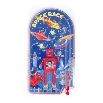 Schylling Space Race Pinball Game - Portable Retro Pinball Toy - Sturdy Construction with Lever, Metal Balls, and Classic Space Design - Ages 3 and Up