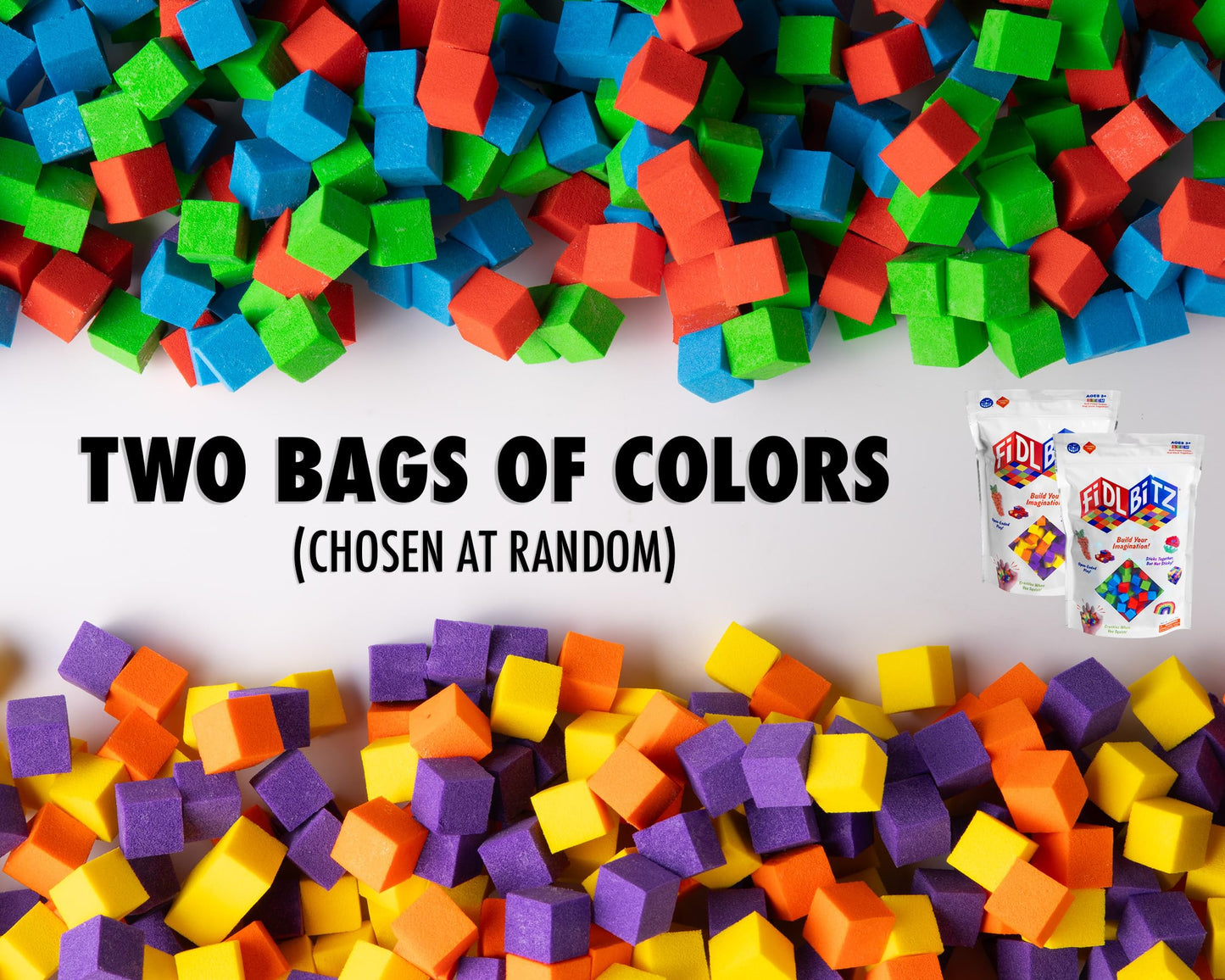 Play Visions FidlBitz® - Revolutionary Cubes That Stick Together, But Not Sticky! (Bag of Bitz (Assorted Colors))