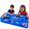 Simplay3 Portable Carry and Go Kids Race Track Toy Car Train Table, 2-Sided No Assembly for Children 3 4 5 6 7 Years Old Boys Girls, Made in USA, Red