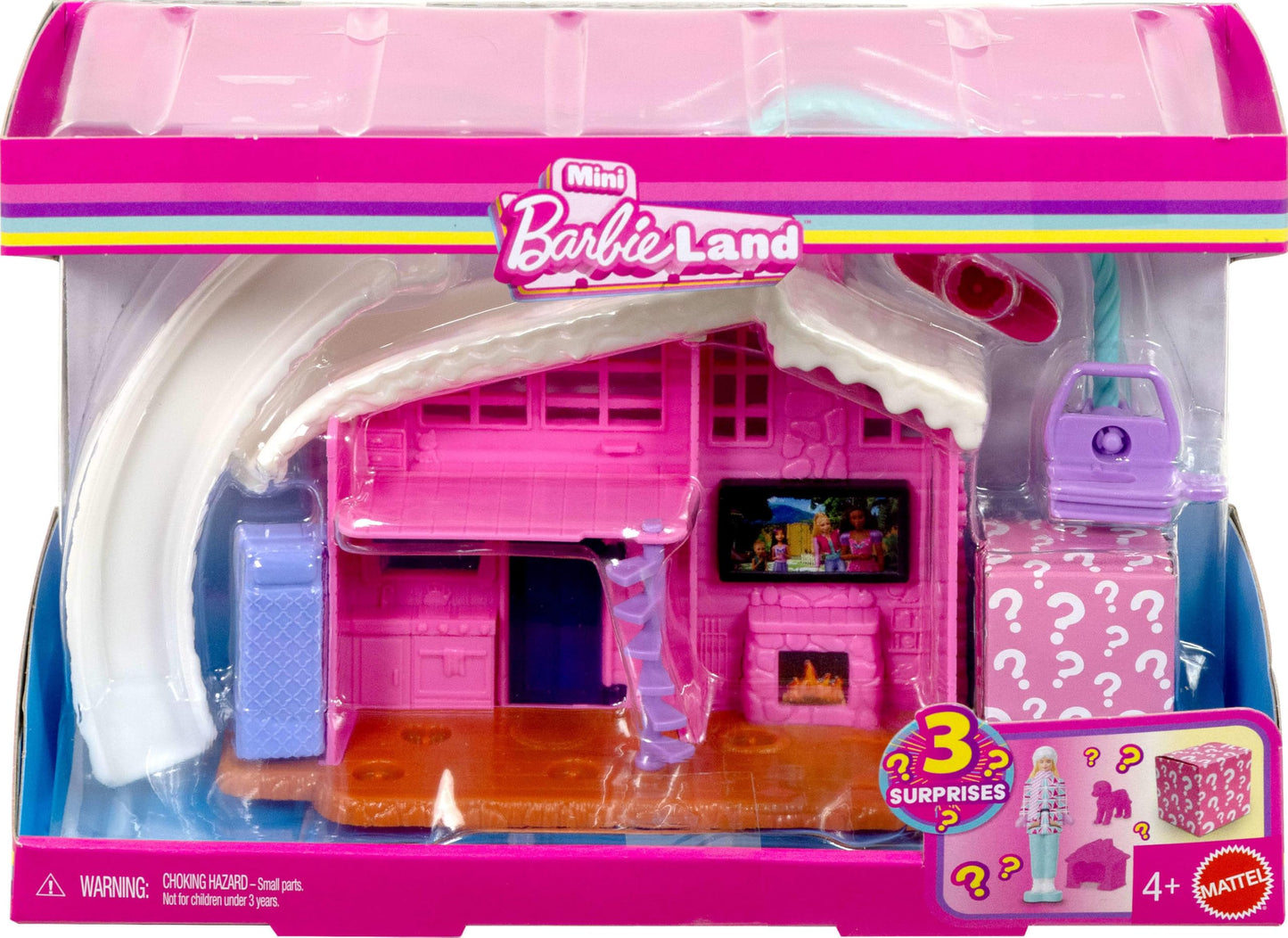 Barbie Mini Land Doll House Sets, Mini Dreamhouse with Surprise 1.5-inch Doll, Furniture & Accessories, Plus Elevator & Pool (Styles May Vary)