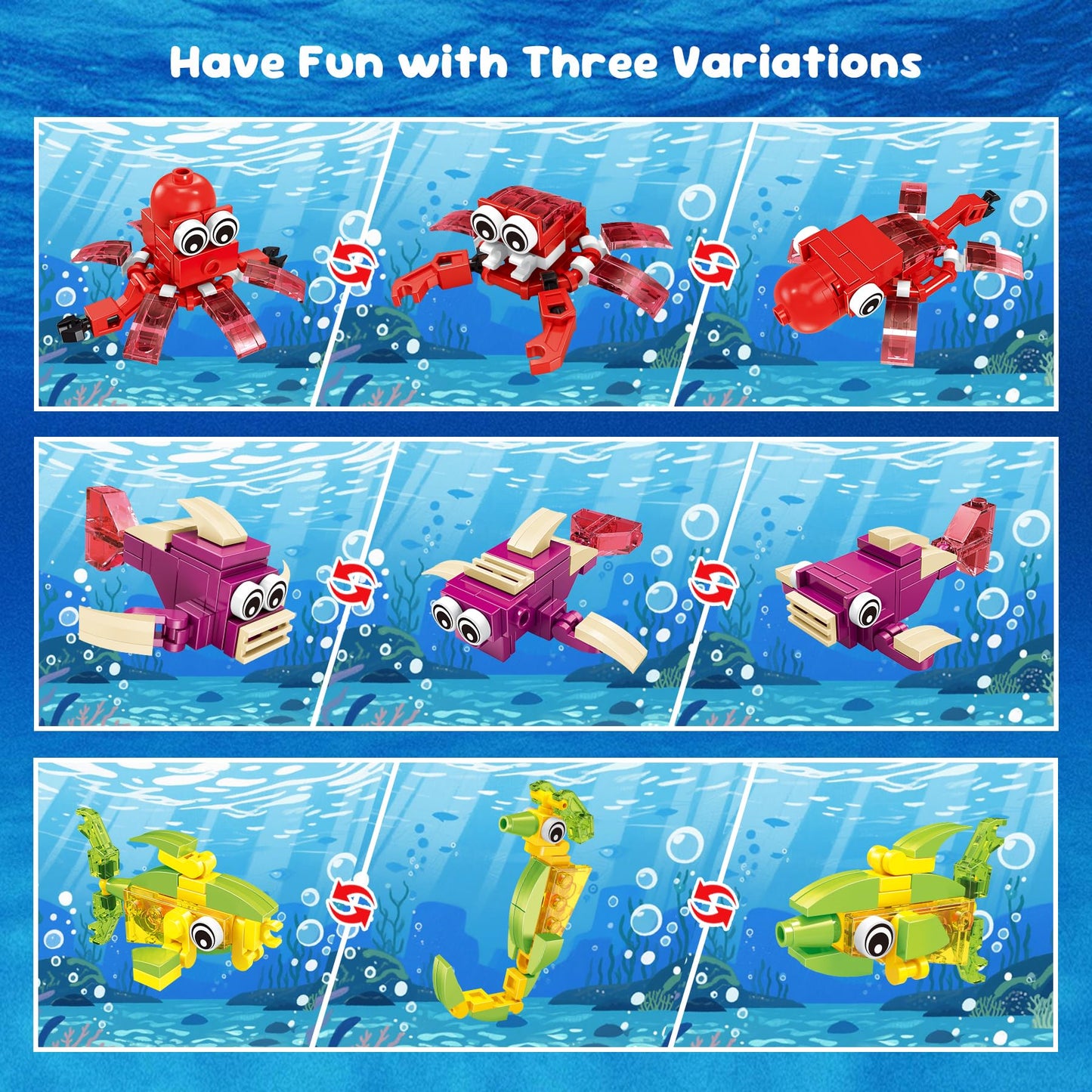 ZIYOSTAR 12 Packs 36 Kinds of Marine Animals Building Blocks Toy, DIY Marine Animals Building Blocks Sets for Classroom Prizes Toy,Birthday Favors