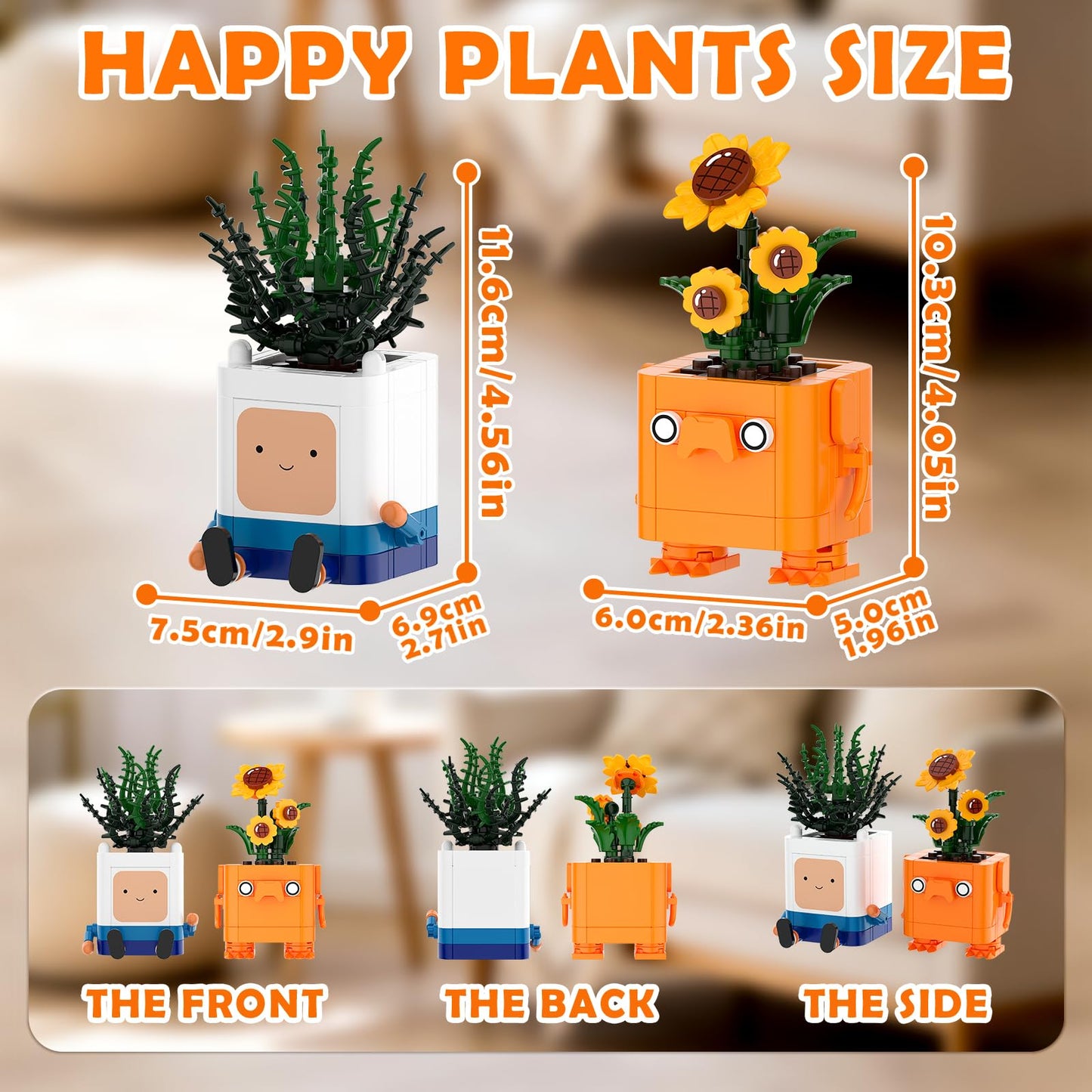 Happy Emotional Plants Botanical Building Blocks Set, Sunflower Plant Compatible with Lego Botanical Set, Succulents Desk Decor for Bedroom Office
