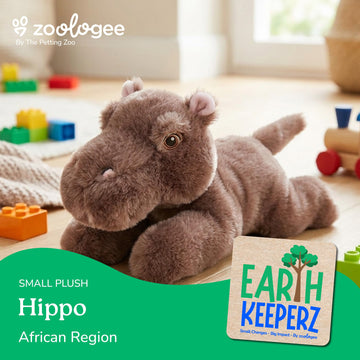 The Petting Zoo Hippo Stuffed Animal Plushie, Gifts for Kids, Earth Keeperz Wildlife Animals, Zoologee Grey Hippo Plush Toy, 10 inches