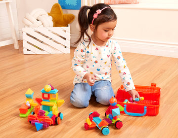Battat - Bristle Blocks - STEM Interlocking Building Blocks - 85 Pieces Playset - Reusable Storage Bin - Developmental Toys for Toddlers & Kids - 2+
