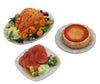 Set 3 Dollhouse Miniatures Thanksgiving Day Dinner Turkey with Pumpkin Pie Food Supply Handcrafted,Tiny Food