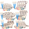 SCS Direct Wood Painting Craft Kit 20 Pack- Summer Arts & Crafts Gifts for Kids - Each Dinosaur Painting Set Comes w/Brush & Paint - Great