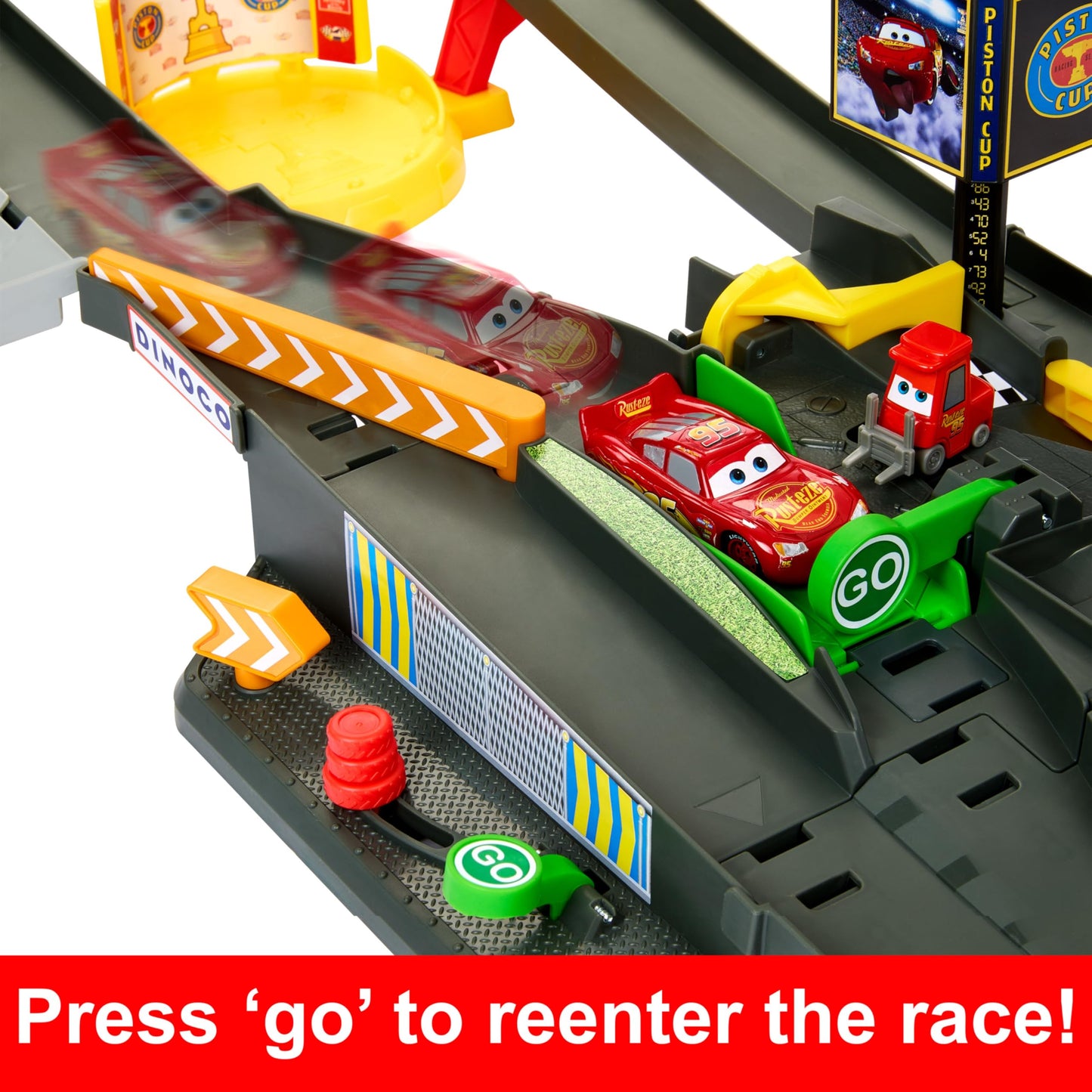 Mattel Disney Pixar Cars Track Set, Piston Cup Action Speedway Playset with 1:55 Scale Lightning McQueen Die-Cast Toy Car
