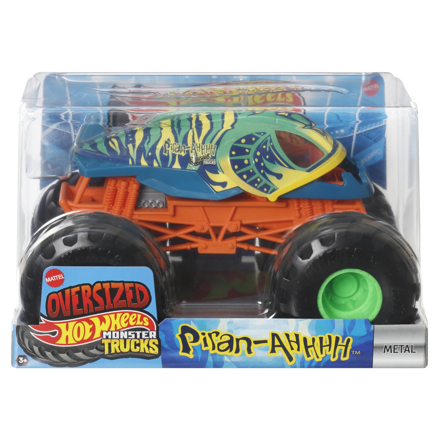 Hot Wheels Monster Trucks Oversized Piran-Ahhhh, 1:24 Scale Diecast Vehicle, 2025 Model, Collectible Toy