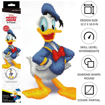 DIAMOND DOTZ Disney Donald Duck Diamond Painting Kits for Adults - Diamond Art Kits a Relaxing Creative Craft Kit with Dotz Gems 28x22