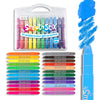 Ooly Smooth Stix Gel Crayons for Kids and Adults with Paint Brush - Set of 24 Watercolor Rainbow Crayons for Glass and Paper with Case, Twist-Up Gel