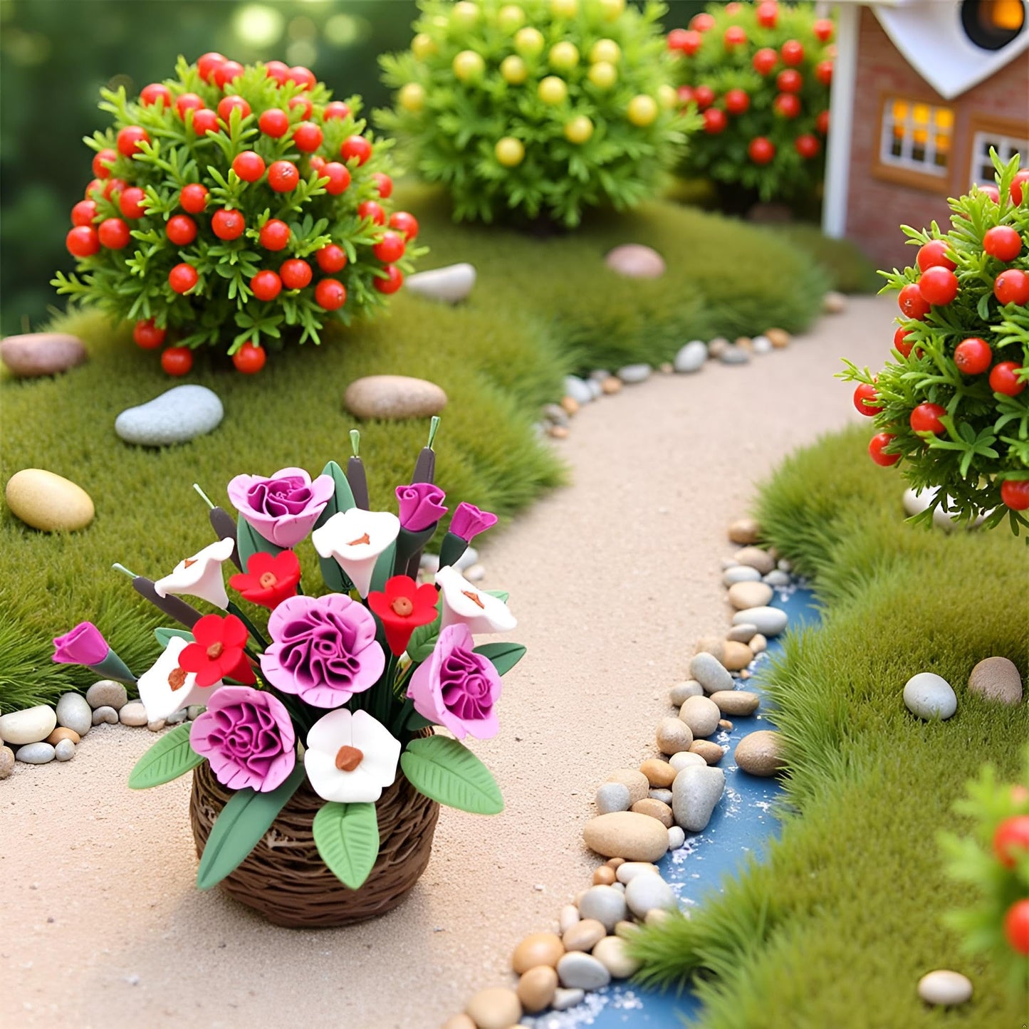 1Pc 1/12 Miniature Plants and Flowers Dollhouse Decoration Accessories, DIY Micro Landscaping Decor