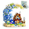 ripplream Fairy Moon Flower Building Block Set with LED Lights, Fairy Cottage Themed Garden Decoration, Creative Home and Office Decoration