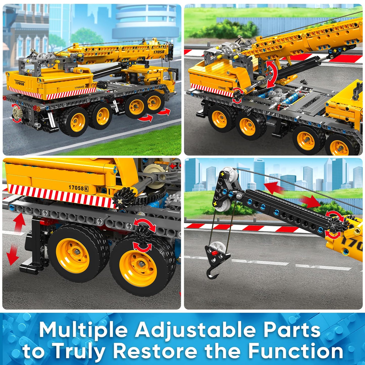 Mould King 17058 Crane Building Blocks Kit, 997 Pieces Crane Truck Model to Build, DIY Constration Toy Collectibles/Exhibition for Adult/Kids