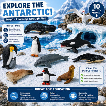Safari Ltd. Antarctica Toob - Toy Figurines Penguins, Whales, Seals, & More- Fun Educational Play Toy Figure Set for Boys, Girls & Kids 3+